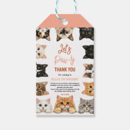 Etiqueta Para Presente Let’s Pawty Cat 5th Birthday | Cute Kitty Birthday