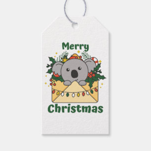 Etiqueta Para Presente Letra de Natal Koala Animais de inverno Koalas Gif