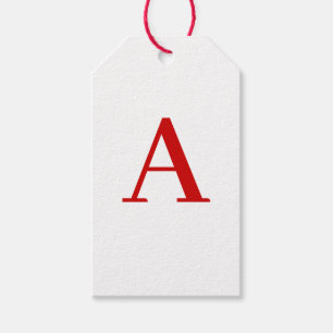 Etiqueta Para Presente Letra Inicial de Monograma Branco Moderno Vermelho