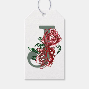 Etiqueta Para Presente Letra maiúscula J monograma floral