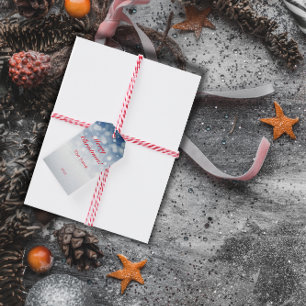 Etiqueta Para Presente Letra vermelha mínima do floco de neve azul Etique