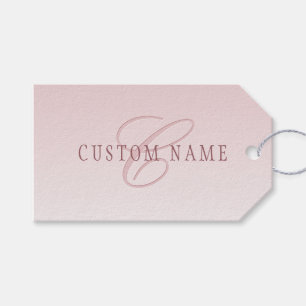 Etiqueta Para Presente Letras Elegantes & Monograma Rose Ombre