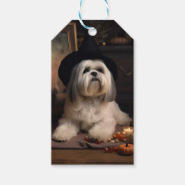Etiqueta Para Presente Lhasa Apso Pumpkins Halloween Scary