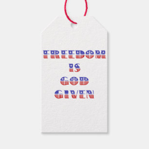 Etiqueta Para Presente Liberdade é Deus dado, vermelho branco e azul