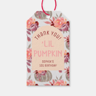 Etiqueta Para Presente 'Lil Pumpkin Floral primeiro aniversario Party Obr