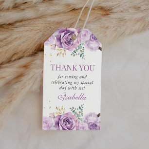 Etiqueta Para Presente Lilac Floral Purple Quinceanera Obrigado Por