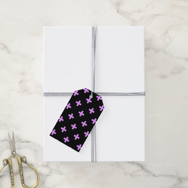 Etiqueta Para Presente Lilac polka cruza em preto (Com cordão)