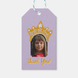 Etiqueta Para Presente Lilac Purple Princess Crown Floral Photo Birthday