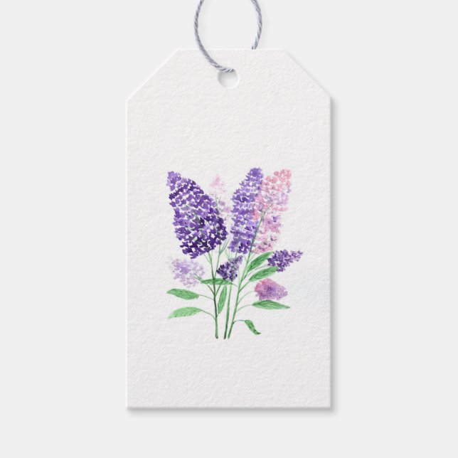 Etiqueta Para Presente Lilases flores roxas (Frente)