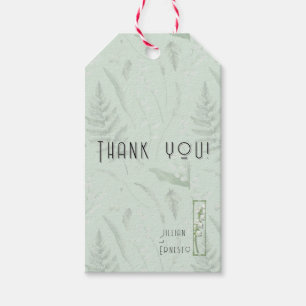Etiqueta Para Presente Lily of Valley com Ferns Pale Green Obrigado