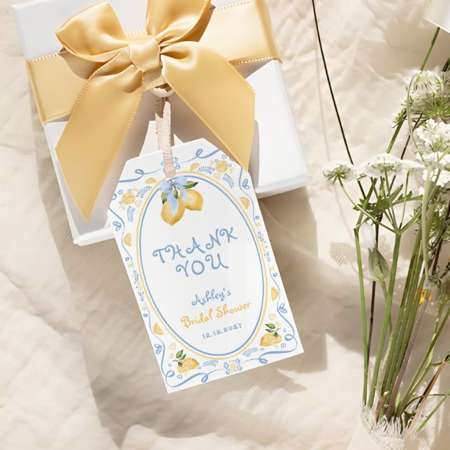 Etiqueta Para Presente Limão Citrus Floral Chá de panela (Criador carregado)