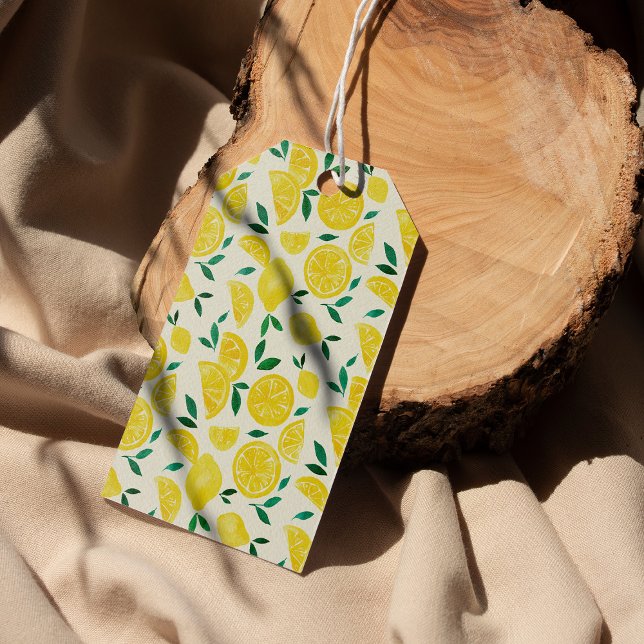 Etiqueta Para Presente Limões de aquarelas - amarelo e verde (Criador carregado)