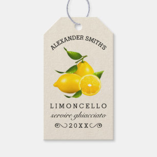 Etiqueta Para Presente Limões Homemade Limoncello Hang Tag Frasco