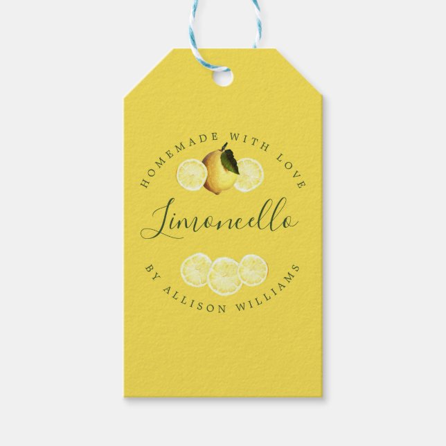 Etiqueta Para Presente Limoncello Amarelo Caseiro Personalizado (Frente)