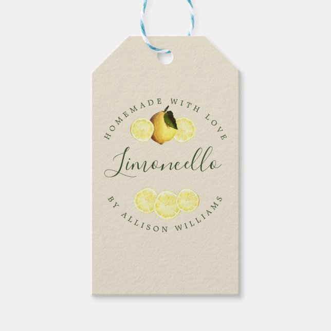 Etiqueta Para Presente Limoncello Caseiro Personalizado Antigo Branco (Frente)