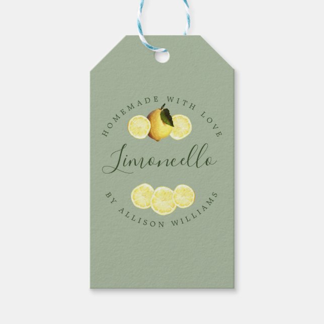 Etiqueta Para Presente Limoncello Caseiro Personalizado Verde Louro (Frente)