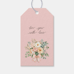 Etiqueta Para Presente Linda Arco Floral Rosa Bege para Chás de Noiva