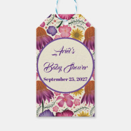 Etiqueta Para Presente Linda Baby Shower Flor Silvestre Rosa