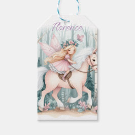 Etiqueta Para Presente Linda fada cavalgando em uma floresta encantada