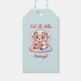 Etiqueta Para Presente Linda Fada Ovelha Chibi Arco-íris Eid Adha Mubarak
