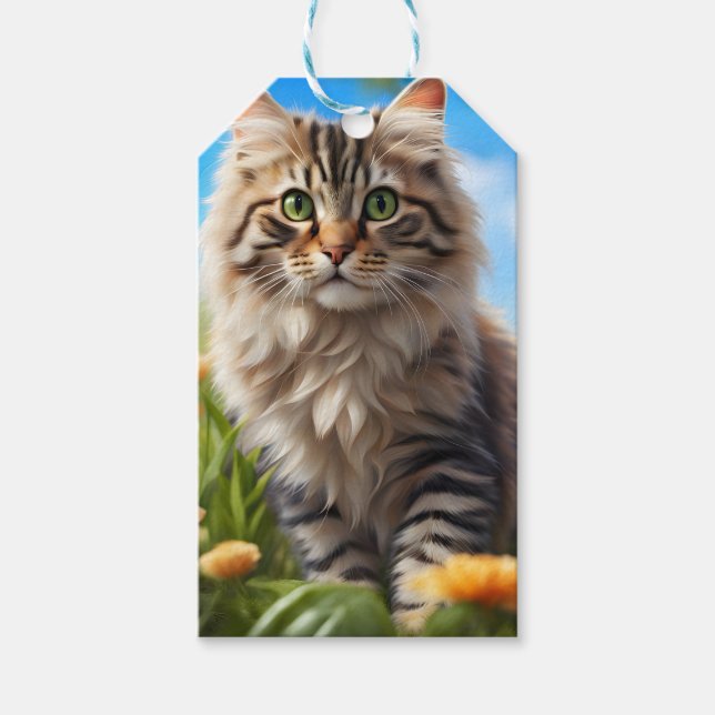 Etiqueta Para Presente Linda gata de belo jardim (Frente)