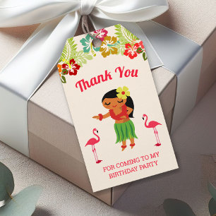 Etiqueta Para Presente Linda Menina Havaiana de Hula Favor de Festa de An