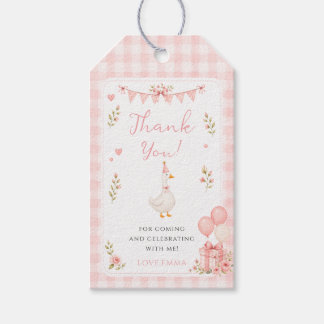 Etiqueta Para Presente Linda Um Ganso Bobo Laço Rosa Menina 1º Aniversári