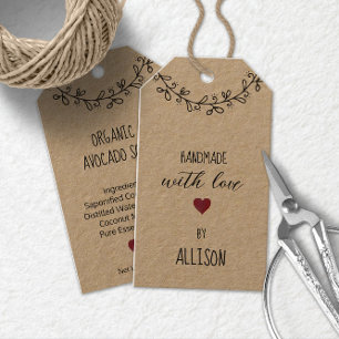 Etiqueta Para Presente Lindas Personalizadas Artesanais com Amor Kraft