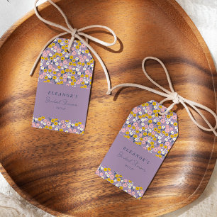 Etiqueta Para Presente Lindo Amarelo Roxo Floral Chuveiro Nupcial Persona