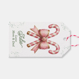 Etiqueta Para Presente Lindo Cane de Açúcar Rosa Natal Feliz