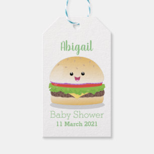 Etiqueta Para Presente Lindo hambúrguer cartoon kawaii feliz