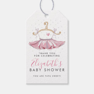 Etiqueta Para Presente Lindo Tutu Rosa Bailarina Chuveiro de Bebê Obrigad