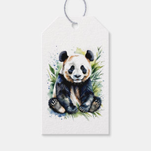 Etiqueta Para Presente Lindo Urso Panda em Aquarela