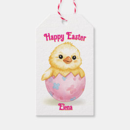 Etiqueta Para Presente Lindos Pintinhos de Aquarela na Páscoa