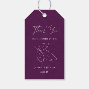 Etiqueta Para Presente Linha botânica casamento elegante do damasco roxo