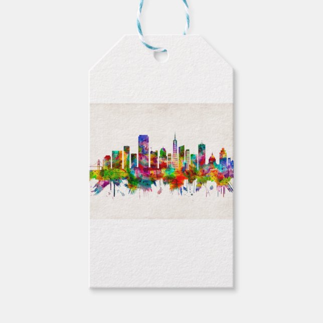 Etiqueta Para Presente Linha Skyline da Califórnia em São Francisco (Frente)