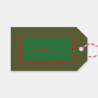 Etiqueta Para Presente Linhas Diagonais Verdes e Vermelhas