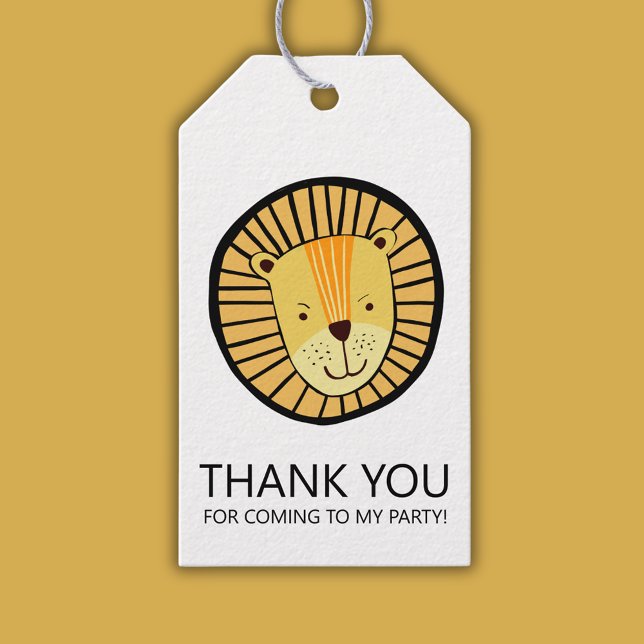 Etiqueta Para Presente Lion Boys Festa de aniversário Obrigado (Wild One Lion First Birthday Thank You gift tag. Personalized kids party supplies & decor.)