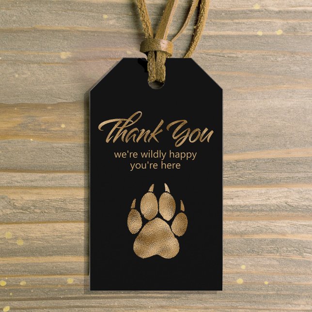 Etiqueta Para Presente Lion Pawprint Obrigado Black Dourado ID1148 (Criador carregado)