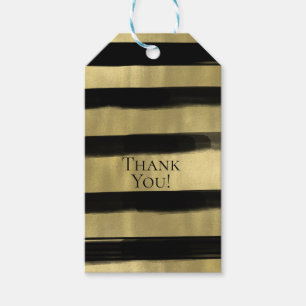 Etiqueta Para Presente Listra Traço de Pintura Preto e Dourado Glam Moder
