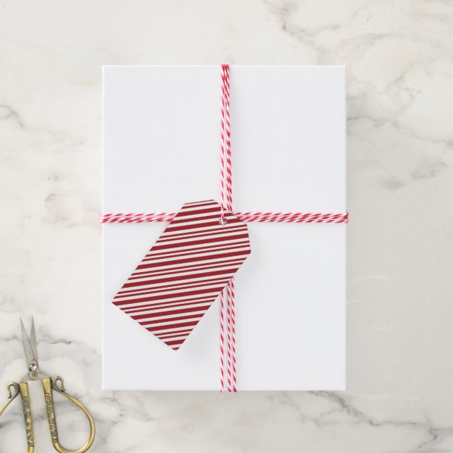 Etiqueta Para Presente Listras de Bastão de Natal (Com cordão)