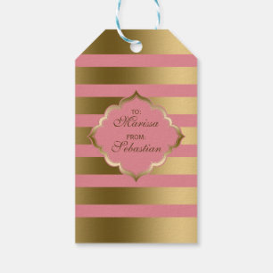 Etiqueta Para Presente Listras Dourados de Monogramed & teste padrão