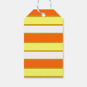 Etiqueta Para Presente Listras Laranja, Amarelo e Branco