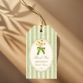 Etiqueta Para Presente Listras verde sálvia retro elegante chá de noiva