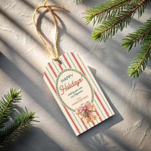 Etiqueta Para Presente Listras vermelhas e verdes vintage de Natal com si
