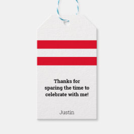 Etiqueta Para Presente Listras Vermelhas em Pino de Boliche c/ Mensagem e