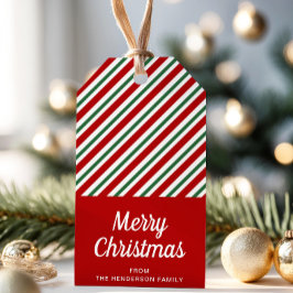 Etiqueta Para Presente Listras Vermelhas Modernas Feliz Natal 