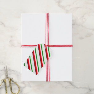 Etiqueta Para Presente Listras, vermelho, verde & branco dos doces