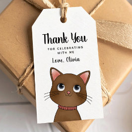 Etiqueta Para Presente Little brown cat thank you Gift Tag