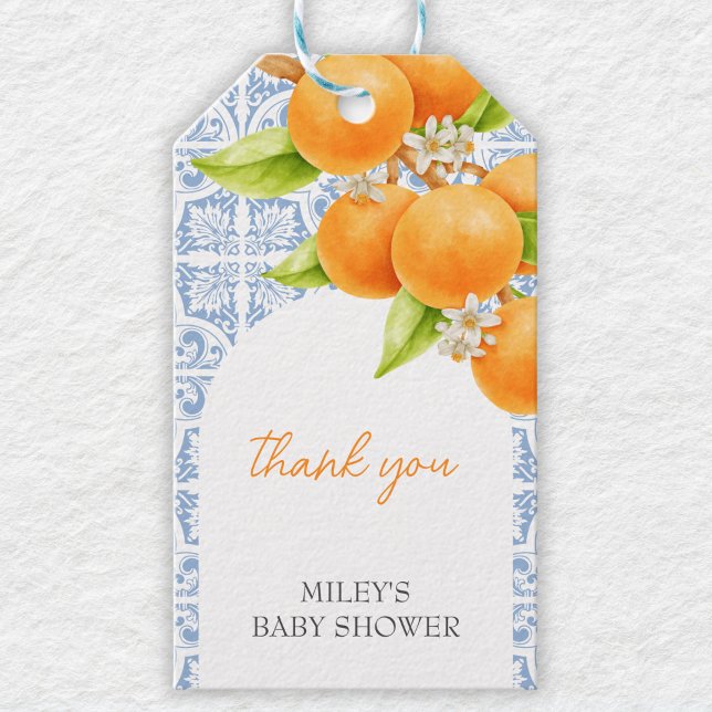 Etiqueta Para Presente Little Cutie | Clementine Azulejos do Mediterrâneo (Little Cutie Tangerine)